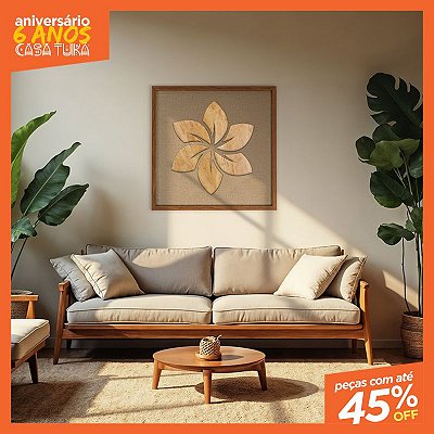 Quadro Artesanal em Alto Relevo - Flor de Lotus 2 (60x60cm)
