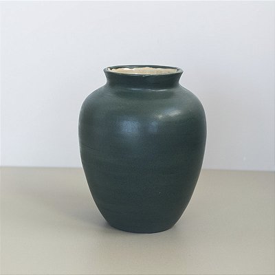 Vaso em Cerâmica Mod: Savana de 15x12cm - Cor: Terracota e Verde Eucalipto