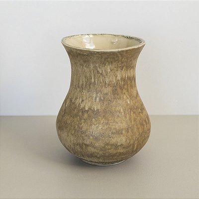 Vaso em Cerâmica Mod: Savana de 15x12cm - Cor: Amêndoa Acetinada