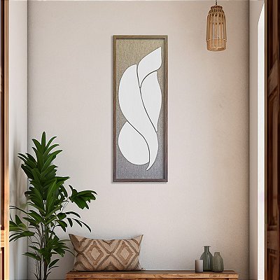 Quadro Artesanal Pétalas de Flores - (100x35) - Fundo em tecido