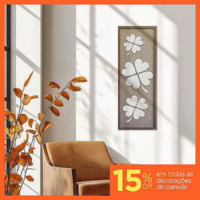 Quadro em Alto Relevo em madeira - Trevos - (100x35)
