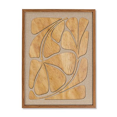 Quadro em Madeira em alto Relevo Flor Vestigio - (80x60cm)