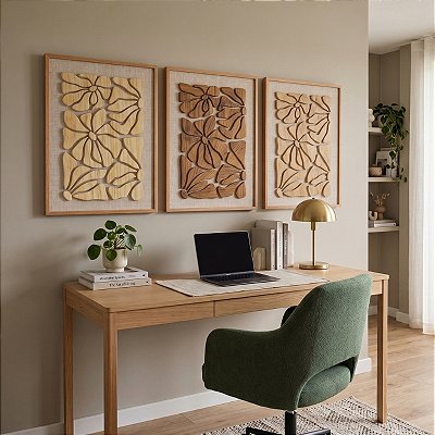 Kit 3 Quadros em alto Relevo Flor da Mata - (80x60cm)
