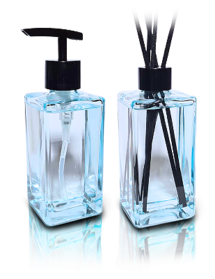 Kit Lavabo Square Luxo com Saboneteira e Difusor , Capacidade 250 ml
