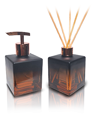 Kit Lavabo Cubo Luxo com Saboneteira e Difusor , Capacidade 250 ml