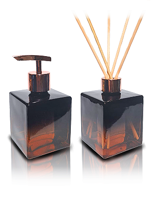 Kit Lavabo Cubo Luxo com Saboneteira e Difusor , Capacidade 250 ml