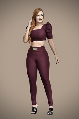 Calça Montaria Skinny Tradicional Tecido de Poliamida Premium - Marsala