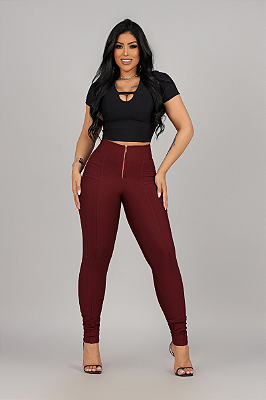 Calça Montaria Skinny de Zíper - MARSALA