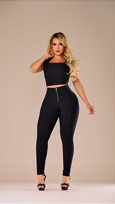 Calça Montaria Skinny de Zíper - PRETO