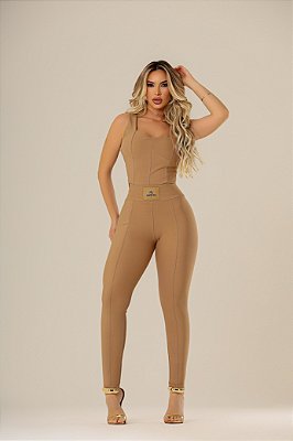 Calça Montaria Skinny Tradicional Tecido Poliamida Premium - CAPPUCCINO