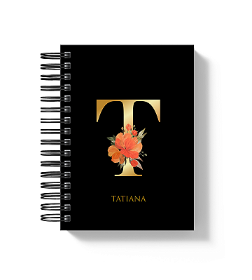 Agenda de Atendimentos: Alfabeto Floral Capa Preta
