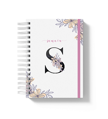 Caderno A5: Alfabeto Floral Lilás