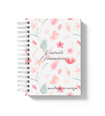 Controle Financeiro: Flores e Folhas Azul/Rosa