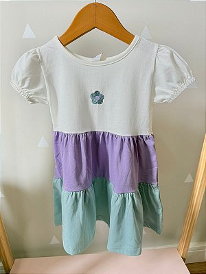 Vestido Infantil Colorido Flor Bordado