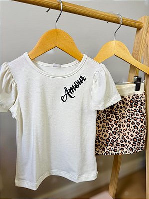 Conjunto Infantil com Shorts Saia - Animal Print