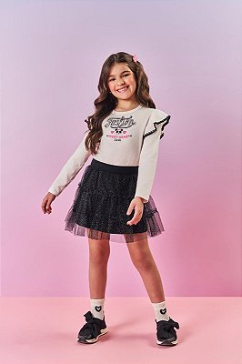 Conjunto Infantil Cinti - Saia Tule Com Glitter