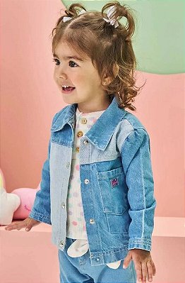 Jaqueta em Jeans Arkansas - Kukiê Bebê Menina