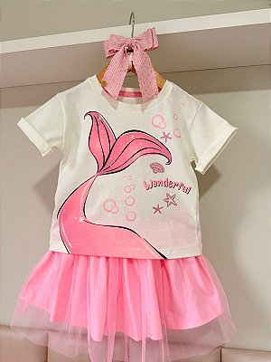 Conjunto Infantil Menina Sereia com saia Tule