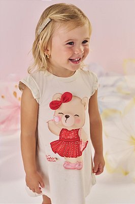 Vestido Bebê Menina em Molecotton Kukiê Ursinha