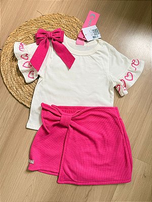 Conjunto Infantil Menina Cinti Verão com Shorts Saia