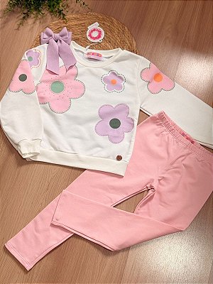 Conjunto Infantil Menina Mon Sucré Flower em Moletom