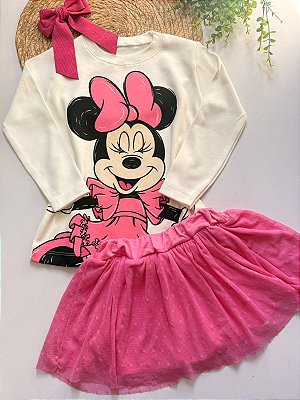 Conjunto Infantil Menina Minnie com short saia em Tule