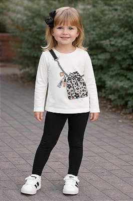 Conjunto Infantil Menina Estampado Bolsa Oncinha