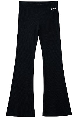 Calça Flare em Canelado Kukiê Infantil Menina Preta