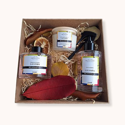 Kit Casa Perfumada com 3 produtos na caixa MDF decorada