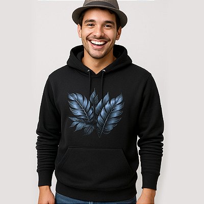 Blusa de Moletom - Estampa tom sobre tom - com Capuz e Bolso Canguru