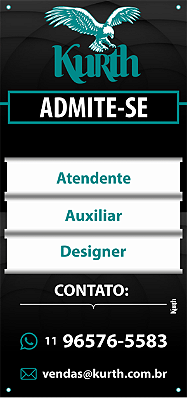 Placa de Vagas Admssional em Chapa Plástica (PS) 40x85 cm Personalizada - com 5 Cargos em PS