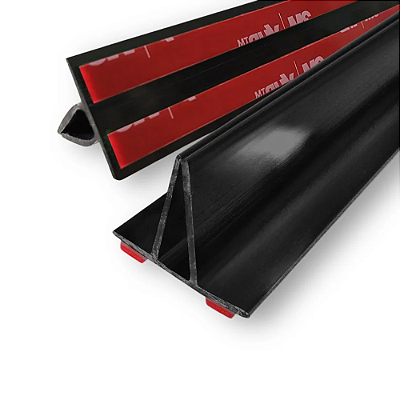 Perfil Plástico Fixa Placa Preto - Com Fita Dupla Face 3M VHB