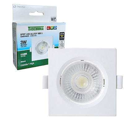 Spot de Led 3w Embutir Alltop Quadrado MR16 Bivolt Taschibra