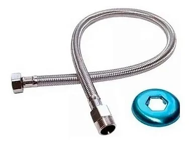 Engate Flexível Docol Para Água 60cm Docol 607200 1/2''x1/2'' Malha Aço Inox