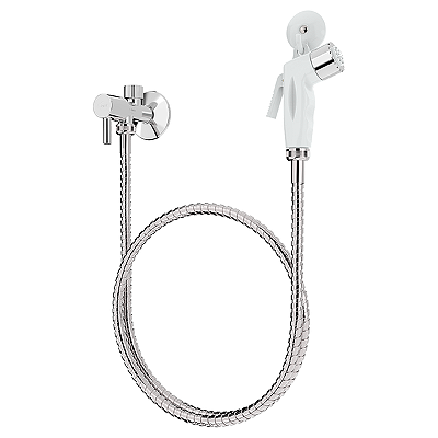Ducha Higiênica Blukit 220934 Registro Com Derivação e Flexível De 1,20m Branco Cromado