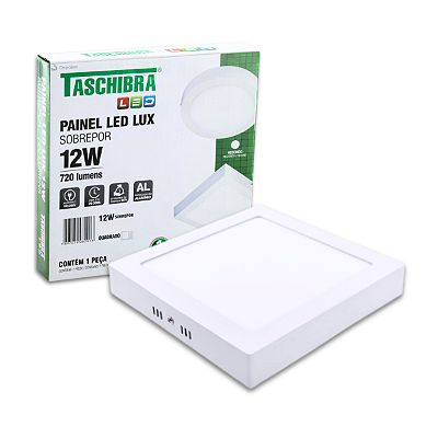 Painel de Led Quadrado 12W Sobrepor Branco Bivolt Taschibra