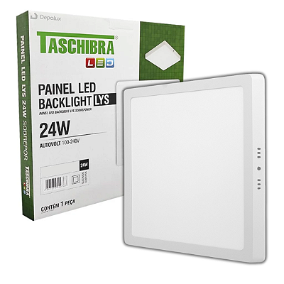 Painel de Led Quadrado 24W Sobrepor Branco Bivolt Taschibra