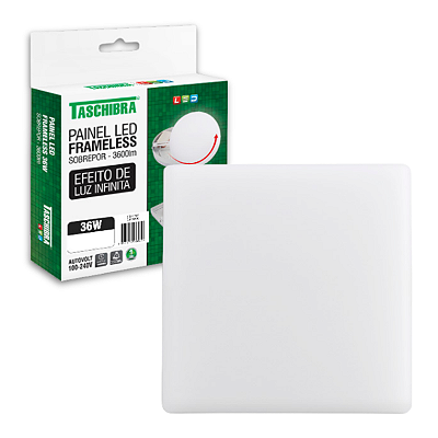 Painel de Led 36w Frameless Quadrado Sobrepor Borda Infinita Bivolt Taschibra