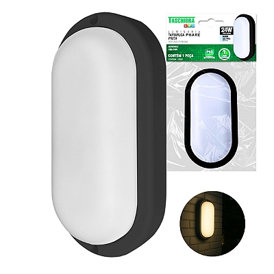 Arandela Tartaruga Led Taschibra Phare Preto Slim 24W IP65 Bivolt