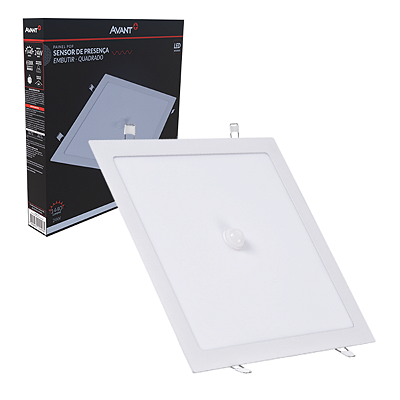 Painel De Led Embutir 24w Quadrado Com Sensor Presença Luz Fria 6500K Avant