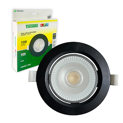 Spot de Led 10w Embutir Preto Par 30 Alltop Redondo Bivolt Taschibra