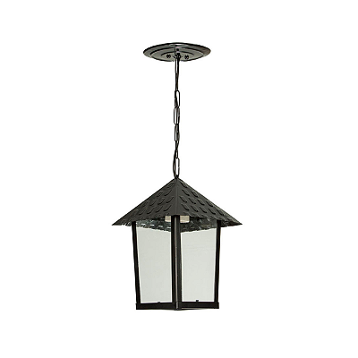 Pendente Colonial Quadrado Vidro Liso 1xE27 Blumenau Preto