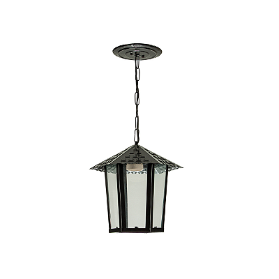 Pendente Colonial Sextavado Vidro Liso 1xE27 Blumenau Preto