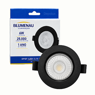 Spot Led Embutir 6w Preto Quadrado Teto Dicróica Bivolt Blumenau