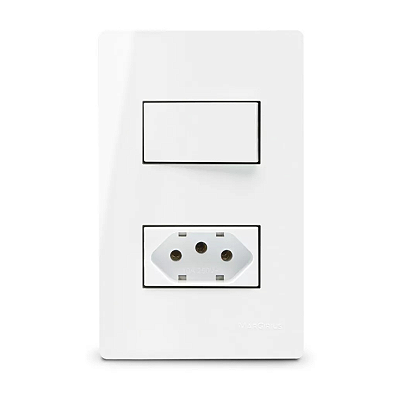 Interruptor Duplo Paralelo + Tomada 20a 4X2 Branco Sleek Margirius