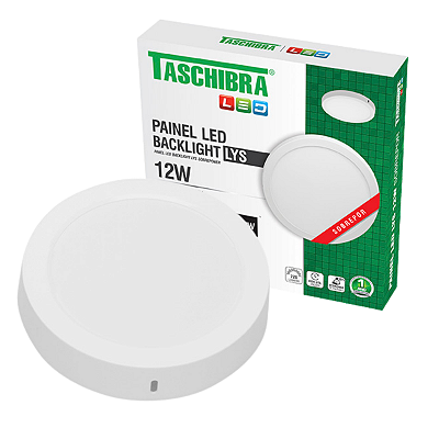 Painel Led Sobrepor 12W Redondo Branco Lys 16x16cm Bivolt Taschibra