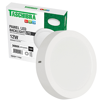 Painel Led Sobrepor 12W Redondo Branco Lys 16x16cm Bivolt Taschibra
