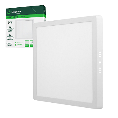 Painel Led Quadrado 24W Fit Sobrepor Branco Bivolt Depolux