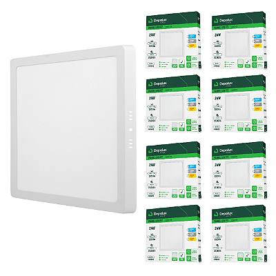 Kit 10 Painel Led Quadrado 24W Fit Sobrepor Branco Bivolt Depolux