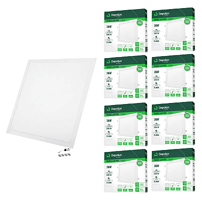 Kit 10 Painel de Led Embutir 36W 40x40cm Quadrado Alumínio Branco Bivolt Depolux